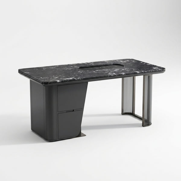 Stylish Marble Effect Executive Desk with Storage
