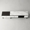 Stylish Modern Marble-Top TV Stand with Ample Storage featuring elegant marble top and wooden drawers.
