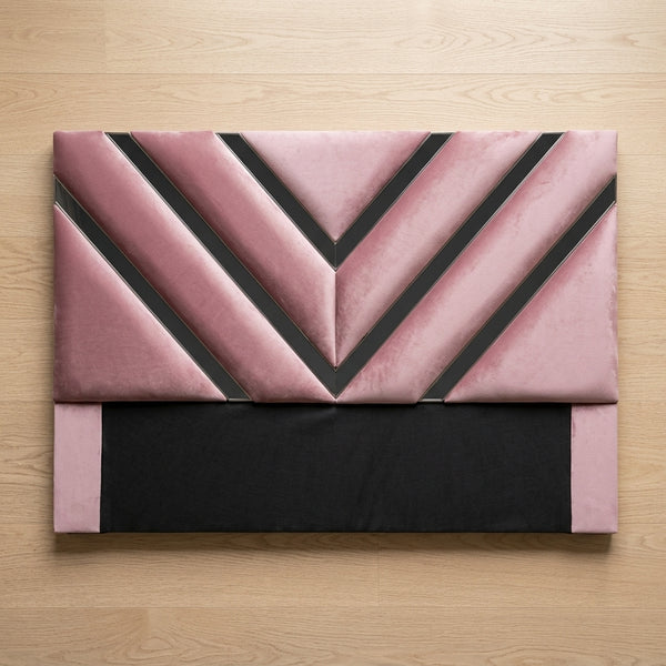 Glamorous Chevron Channel Headboard with Velvet & Metal