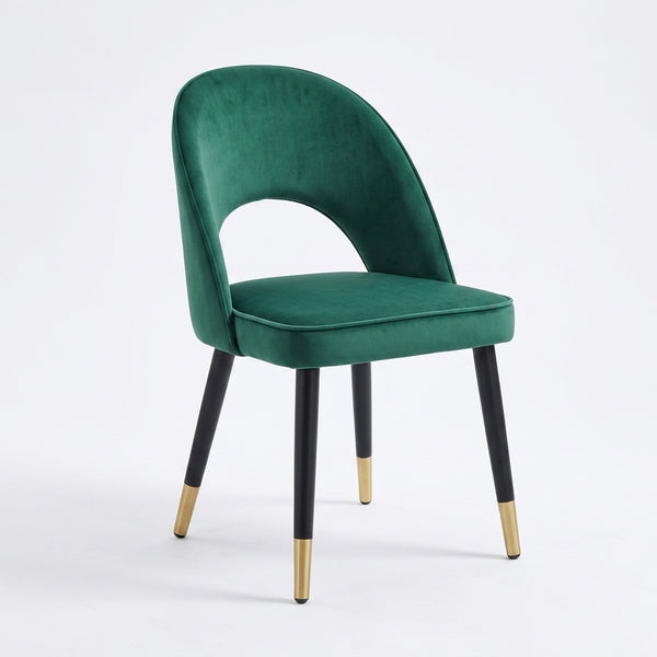 Emerald Green Velvet Dining Chair with Gold-Tipped Legs