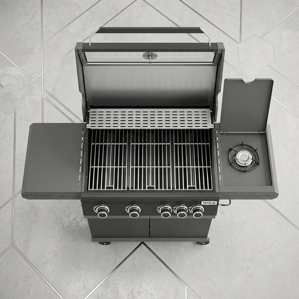 Freestanding Outdoor Gas BBQ with Viewing Glass and Side Burner