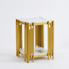2 Tier Faux Marble Side Table - Space-Saving Elegance