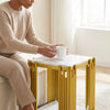 2 Tier Faux Marble Side Table - Space-Saving Elegance