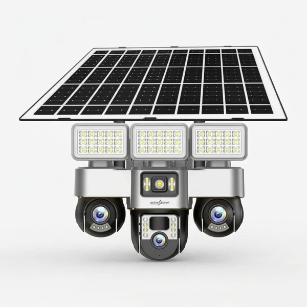 3-Lens 4G Security Camera with Human Detection and Two-Way Audio