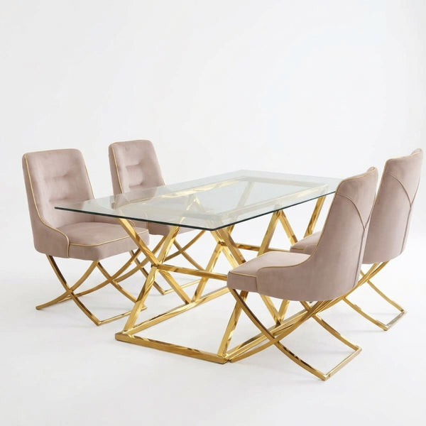 Gold Accent Dining Room Table Set