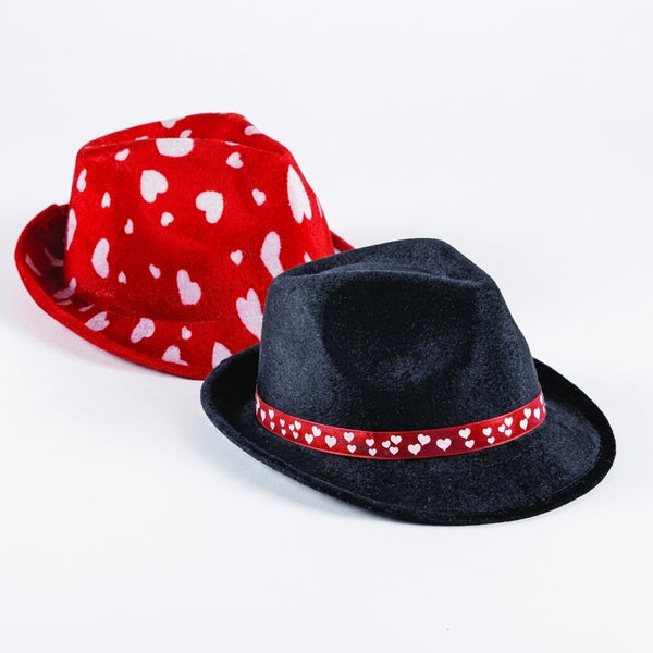 Playful Heart Print Fedora Hat