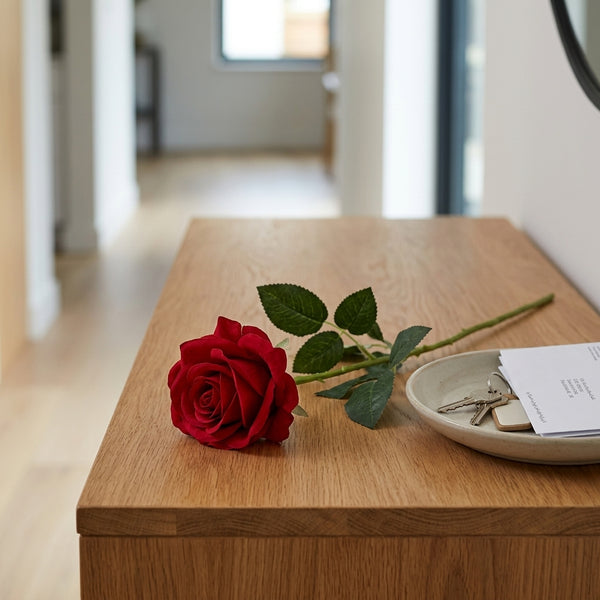 Elegant Long Stem Satin Rose, 60cm