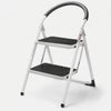 Modern 3-Step Folding Steel Stool with Storage Shelf