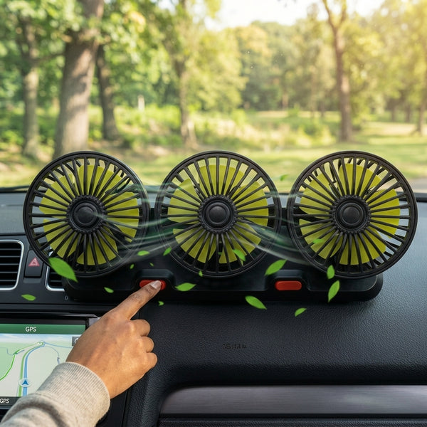 Car Cooling Fan with Dual Head Rotatable Adjustment
