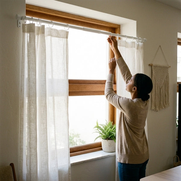 Adjustable Wood Grain Plastic Curtain Rod 40–70cm