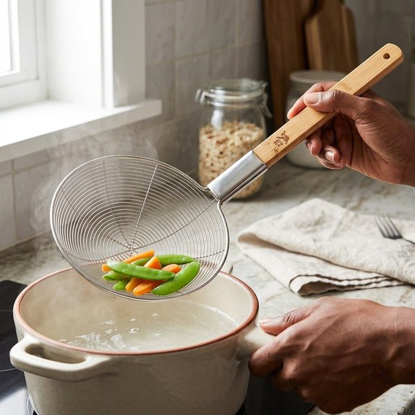 Stainless Steel Wooden Handle Mesh Strainer 30CM