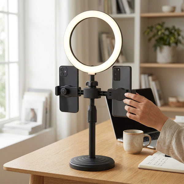 6 Inch LED Selfie Ring Light with Dual Phone Stand