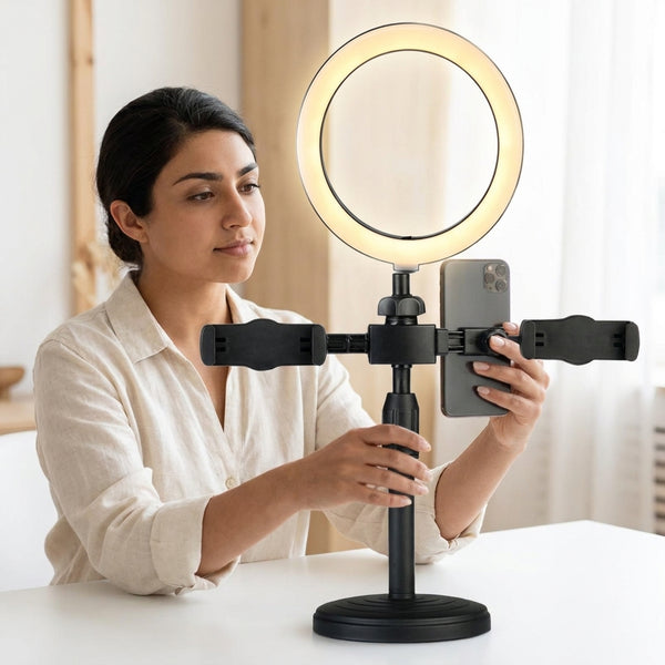 6 Inch LED Selfie Ring Light with Dual Phone Stand