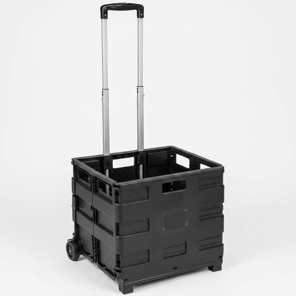 50L Black Collapsible Rolling Utility Crate