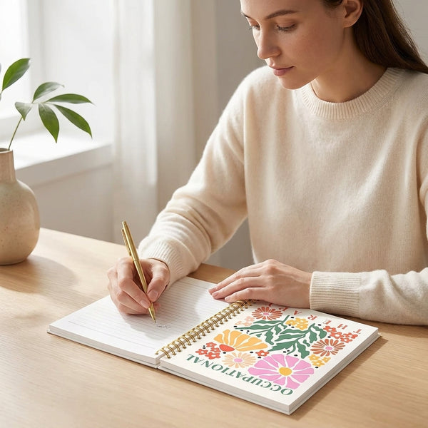 Floral-Themed Spiral Notebook