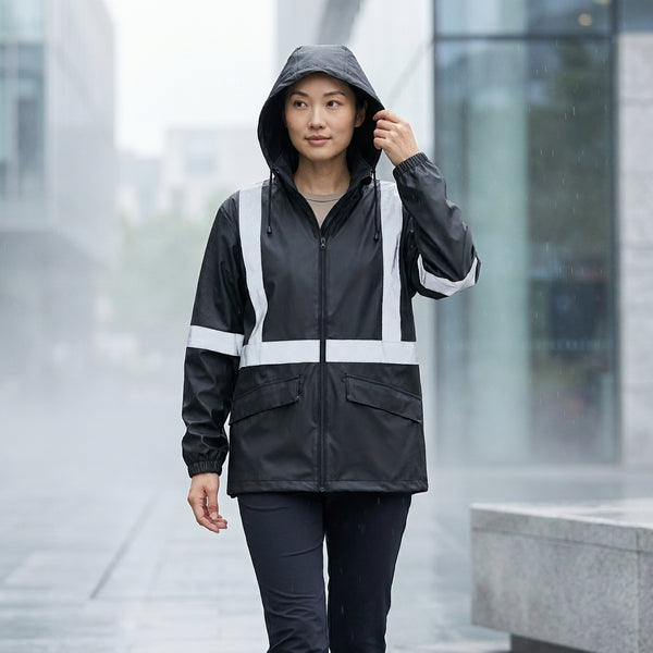 Reflective PU High Visibility Waterproof Raincoat