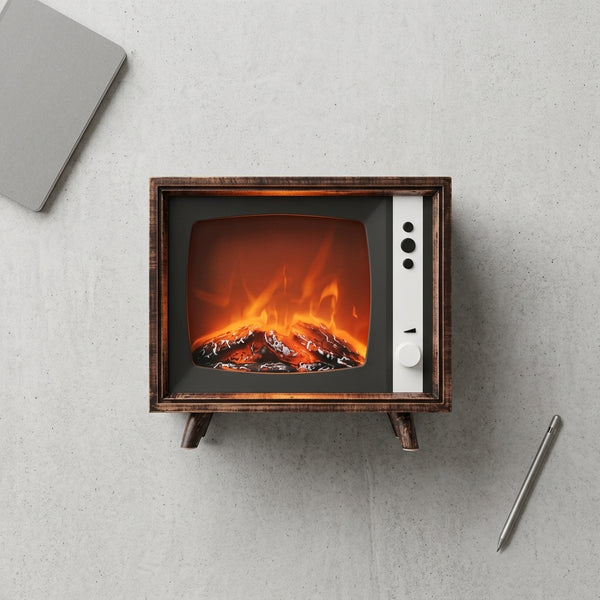 Retro Tv Design Light Flame Electronic Fireplace