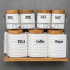 Set of 7 Canisters with Bamboo Base