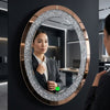 Oval Decorative Wall Mirror with Crystal-Style Frame