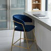 Modern Upholstered Bar Stool with Gold Frame