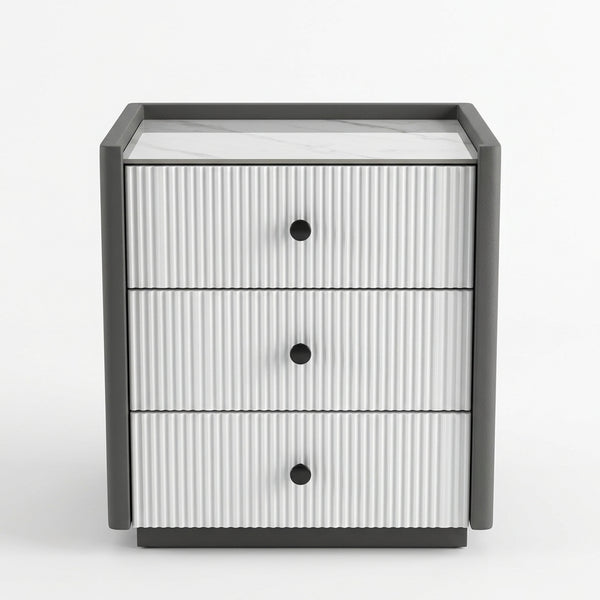 Modern 3 Drawer Bedside Cabinet Grey & White
