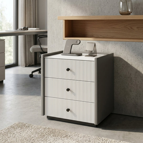 Modern 3 Drawer Bedside Cabinet Grey & White