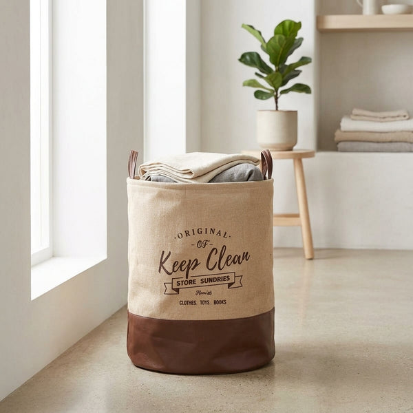 Cylindrical Laundry Basket Storage Bin