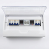 Electrical Distribution Box with Circuit Breakers featuring multiple circuit breakers and a clear cover.