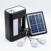 Portable Solar Home Lighting Kit Panel 3 Bulbs Torch with solar panel and three light bulbs.