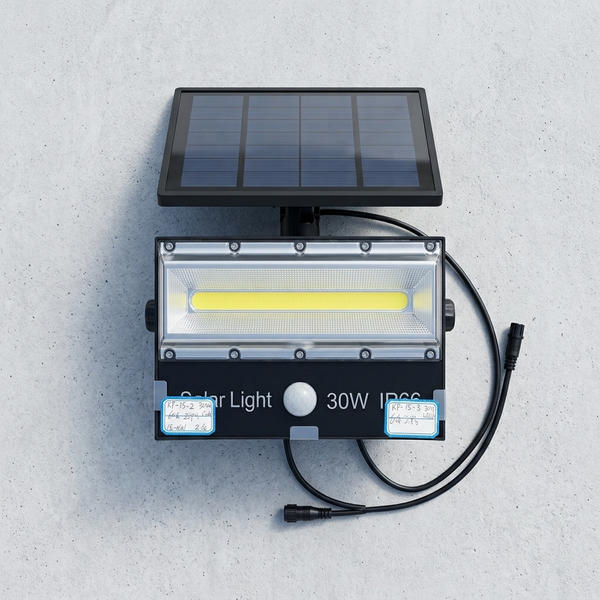 30W Solar COB Flood Light PIR IP65 with solar panel and motion sensor for outdoor illumination