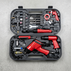 Pneumatic Tool Set with Air Tools and Accessories in a portable carrying case, neatly organized with various tools and fittings.
