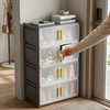 5 Layer Double Door Shoe Storage Cabinet with stylish yellow handles, neatly organizing footwear in a compact design.
