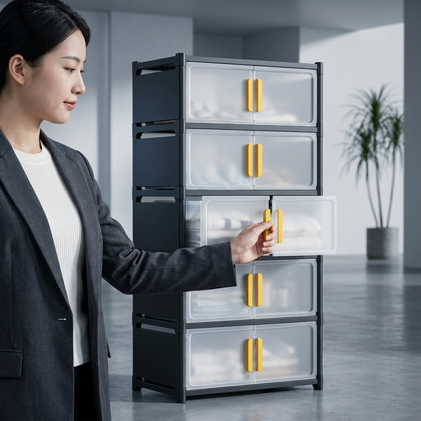 6 Layer Double Door Shoe Storage Cabinet, a stylish and efficient storage solution for organization.