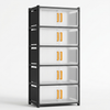 6 Layer Double Door Shoe Storage Cabinet with clear bins and orange handles for organized footwear