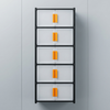 6 Layer Double Door Shoe Storage Cabinet with orange handles organized vertically.