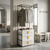 Single Row Clothes Storage Rack with Drawers showcasing hanging clothes and enclosed storage space.