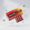 1.5V AA Batteries 40 Pack displayed in a dynamic composition with packaging and batteries, ideal for everyday devices.