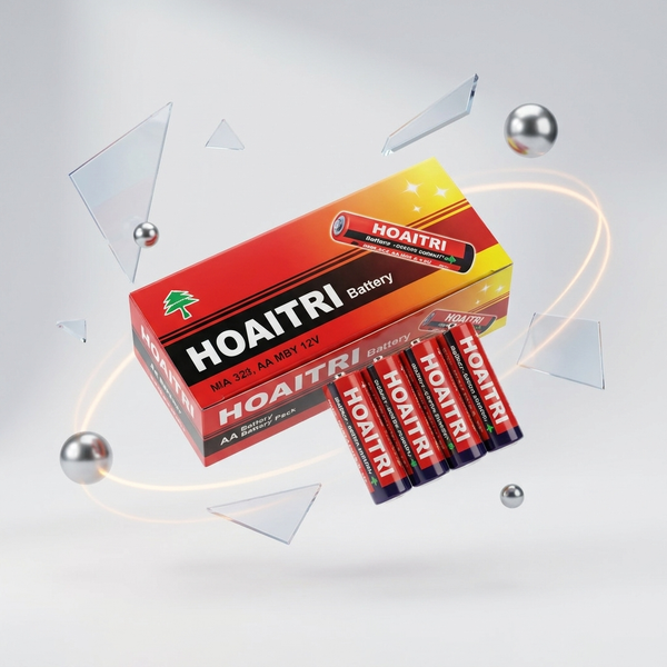 1.5V AA Batteries 40 Pack displayed in a dynamic composition with packaging and batteries, ideal for everyday devices.