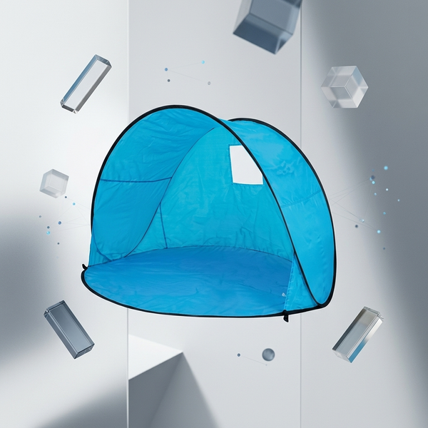 Two Person Beach Tent in blue color, ideal for beach days and outdoor relaxation.