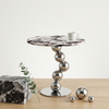 Luna Marble-Look Round Side Table featuring a marble top and chrome base, perfect for décor and everyday essentials.