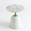 Modern Round Marble-Style Side Table with a sleek circular marble top and elegant pedestal base.