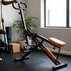 Adjustable Folding Fitness Exercise Machine in a home workout space with padded seat and handles.
