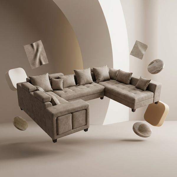 Modern Modular Corner Sofa Set in a stylish interior setting with plush cushions and modular design.