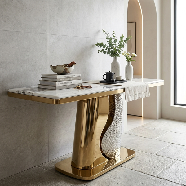 Modern Console Table - Gold Finish