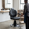 Black Salon Styling Chair with Footrest