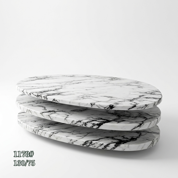 Modern Layered Marble-Look Coffee Table