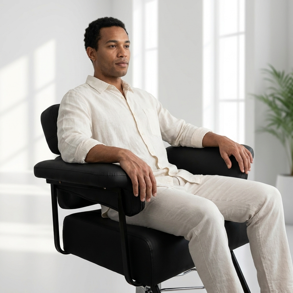 Black Adjustable Salon Styling Chair with Footrest
