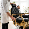 Classic Black and Gold Barber Chair with Footrest