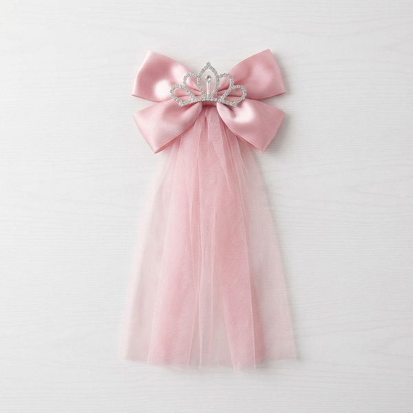 Pink Bow Tiara Hair Clip