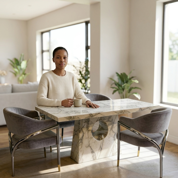 Modern Marble-Look Dining Table